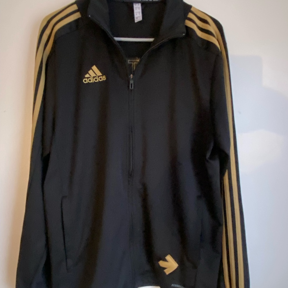 Adidas Pelotonia Black Gold Full Zip Track Jacket Aeroready Size M